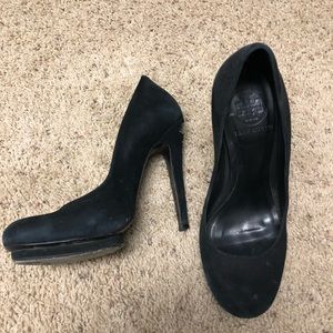 Tory Burch Suede Black Heels Size 6.5
